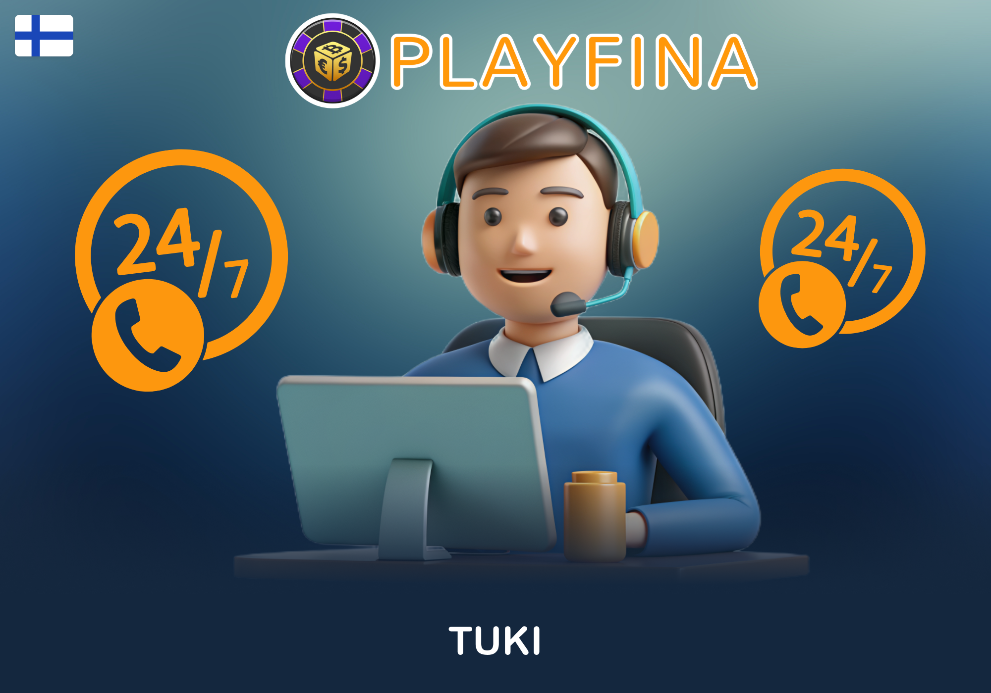24/7 asiakastuki suomalaisille Playfinassa